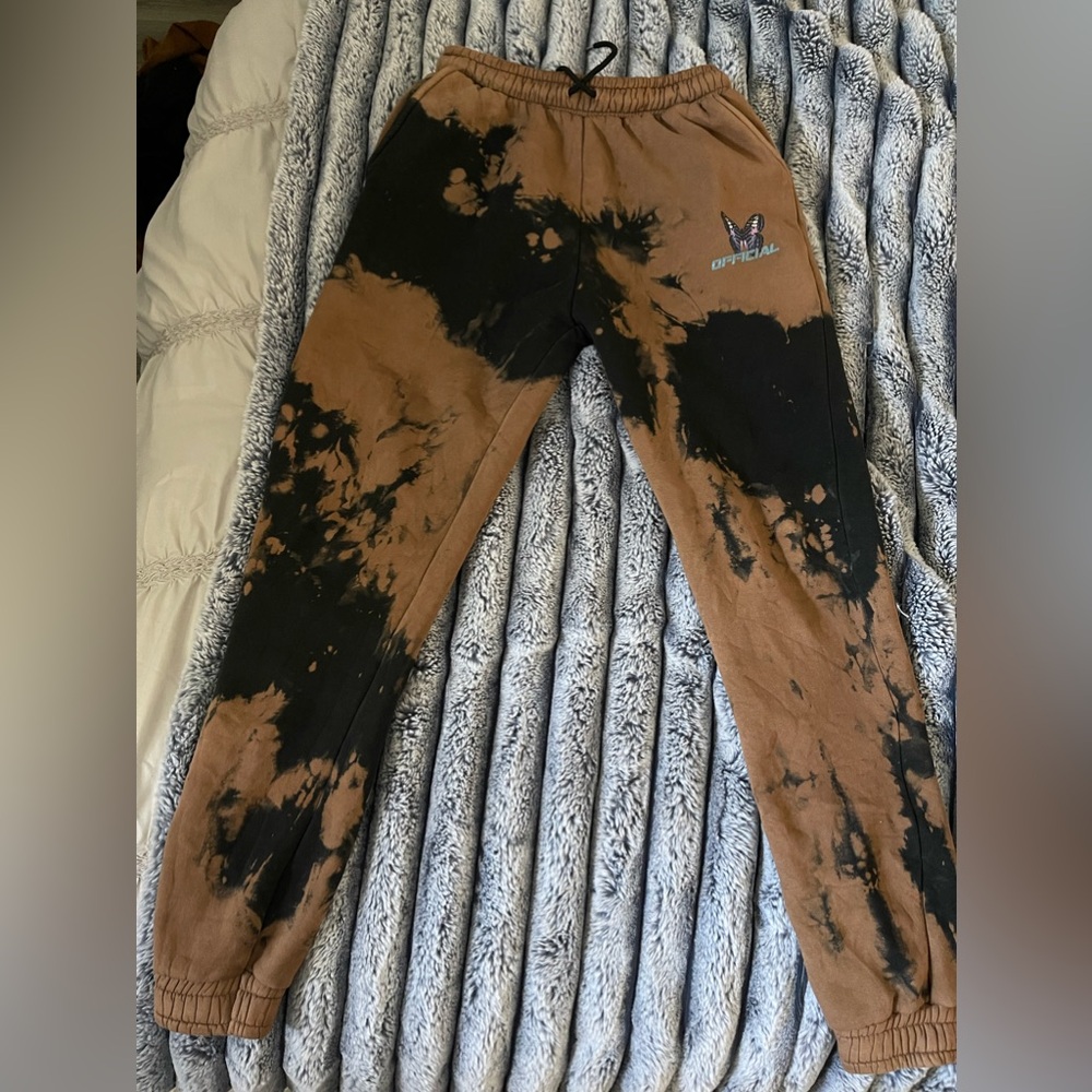 BOOHOO BLACK & BROWN TYEDIE SWEAT PANTS SIZE SMALL